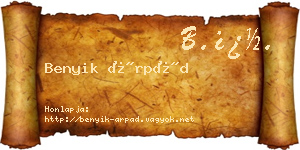 Benyik Árpád névjegykártya